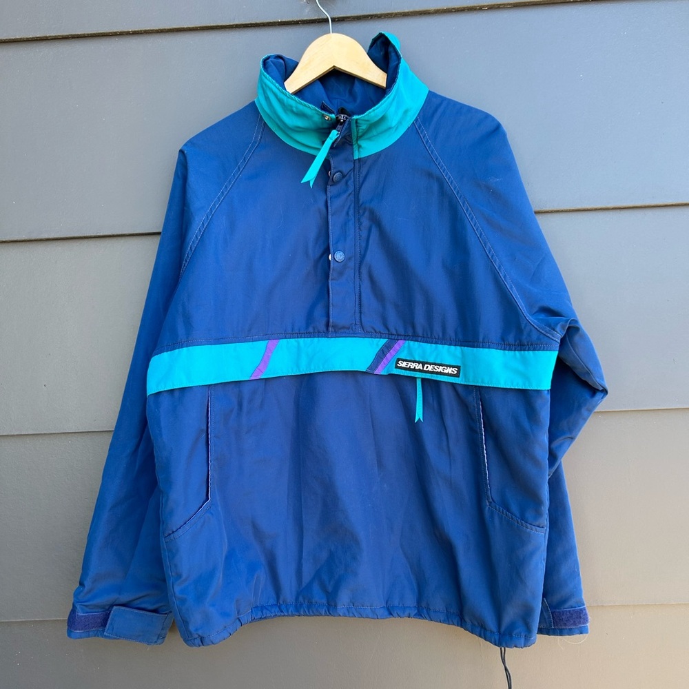 Vintage Sierra Designs Blue Ski & Snow Jacket - 1/4 zip - front pouch - L